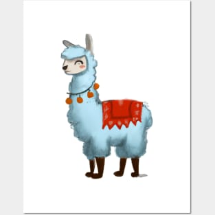 Cute Llama Drawing Posters and Art